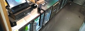 INOX PULT S HLADILNIKOM - cca 2 m - 2 KOS