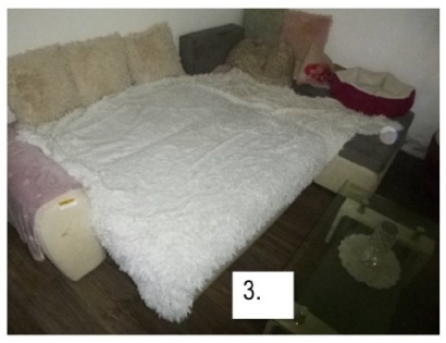 Kotna sedežna garnitura, bež barve, raztegljiva