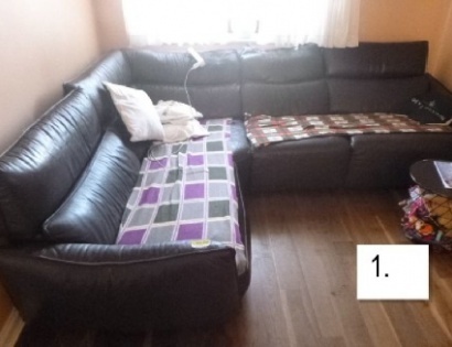 KOTNA SEDEŽNA GARNITURA, USNJE, ČRNE BARVE, STILSKA