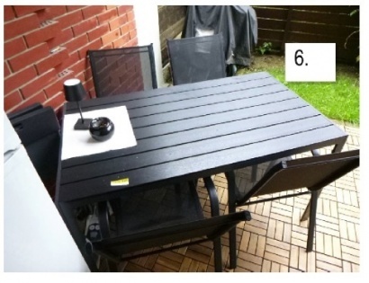 VRTNA GRNITURA: MIZA IN 4x STOL (KOVINA, ČRNE BARVE)